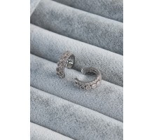 Gümüş Renk Zirkon Taşlı Earcuff Pirinç Kadın Kıkırdak Küpe - TJ-BKP7788