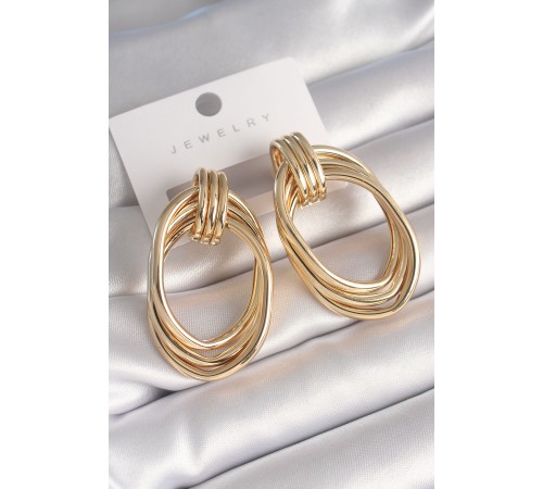 Pirinç Gold Renk Oval Model Kadın Küpe - TJ-BKP8729