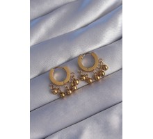 316L Çelik Gold Renk Minimal Topçuk Model Sallantılı Küpe - TJ-BKP9012