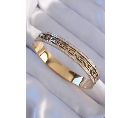 316L Çelik Gold Renk Zirkon Taşlı Tiffany Model Kelepçe - TJ-BB6188