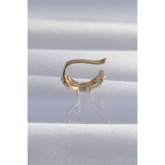 Pirinç Gold Renk Zirkon Taş Kaplama Earcuff Küpe - TJ-BKP9337