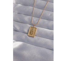 316L Çelik Zincir Gold Renk Zirkon Taşlı Göz Figür Tarot Kolye - TJ-BKO9017