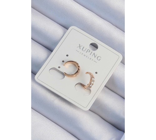 Xuping Rose Renk Zirkon Taşlı Ay Model Earcuff Küpe - TJ-BKP9464