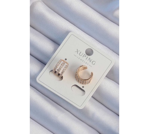 Xuping Rose Renk Zirkon Taş Kaplama Earcuff Küpe - TJ-BKP9471