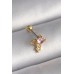 316L Çelik Gold Renk Pembe Zirkon Taşlı Sallantı Yıldız Detay Tragus Piercing - TJ-PR1236