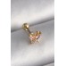 316L Çelik Gold Renk Pembe Zirkon Taşlı Kelebek Tragus Piercing - TJ-PR1240