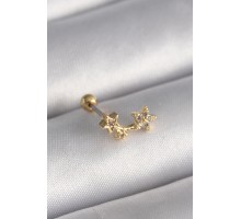 316L Çelik Gold Renk Zirkon Taşlı Kalp Tragus Piercing - TJ-PR1244