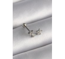 316L Çelik Gümüş Renk Zirkon Taşlı Yıldız Tragus Piercing - TJ-PR1245