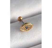 316L Çelik Gold Renk Zirkon Taşlı Göz Tragus Piercing - TJ-PR1252