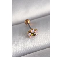 316L Çelik Gold Renk Zirkon Taşlı Çiçek Tragus Piercing - TJ-PR1276