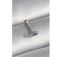 316L Çelik Gümüş Renk Mavi Zirkon Taşlı Tragus Piercing - TJ-PR1285