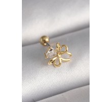 316L Çelik Gold Renk Zirkon Taş Detaylı Kurdele Model Tragus Piercing - TJ-PR1288