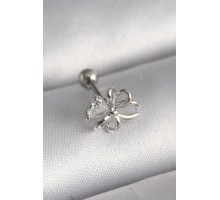 316L Çelik Gümüş Renk Zirkon Taş Detay Kurdele Model Tragus Piercing - TJ-PR1289