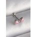 316L Çelik Gümüş Renk Pembe Kurdele Zirkon Taş Detay Tragus Piercing - TJ-PR1295