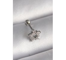 316L Çelik Gümüş Renk Zirkon Taşlı Yıldız Model Tragus Piercing - TJ-PR1297