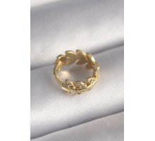 316L Çelik Gold Renk Zirkon Taşlı Yaprak Model Tragus Piercing - TJ-PR1302