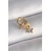 316L Çelik Gold Renk Zirkon Taşlı Çiçek Model Sallantı Detay Tragus Piercing - TJ-PR1310