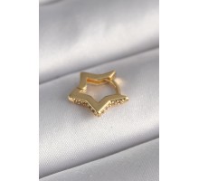 316L Çelik Gold Renk Zirkon Taş Detaylı Yıldız Model Tragus Piercing - TJ-PR1312