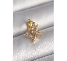 316L Çelik Gold Renk Zirkon Taşlı Sallantı Yıldız Model Tragus Piercing - TJ-PR1316