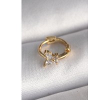 316L Çelik Gold Renk Zirkon Taşlı Kelebek Model Tragus Piercing - TJ-PR1320