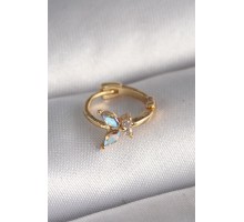 316L Çelik Gold Renk Zirkon Taşlı Kelebek Model Tragus Piercing - TJ-PR1326