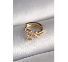 316L Çelik Gold Renk Zirkon Taşlı Kurdele Model Tragus Piercing - TJ-PR1334