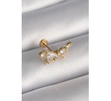 316L Çelik Gold Renk Zirkon Taşlı Tragus Piercing - TJ-PR1336