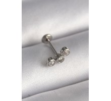 316L Çelik Gümüş Renk Zirkon Taşlı Tragus Piercing - TJ-PR1349