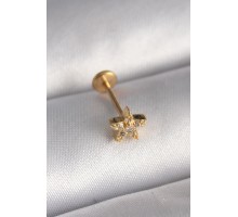 316L Çelik Gold Renk Zirkon Taşlı Yıldız Model Tragus Piercing - TJ-PR1350