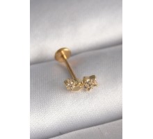 316L Çelik Gold Renk Zirkon Taşlı Yıldız Model Tragus Piercing - TJ-PR1352