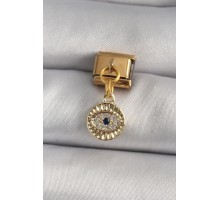 316L Çelik Gold Renk Sallantı Zirkon Taşlı Göz Model Nomination Charm - TJ-BC1193