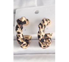 Pirinç Gold Renk Sarmal Leopar Desen Halka Model Kadın Küpe - TJ-BKP10343