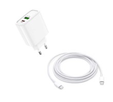 20 Watt 1x USB-A 1x USB-C 1 Mt Type-C to Type-C Kablo Hızlı Şarj Özellikli Adaptör + Kablo AC96