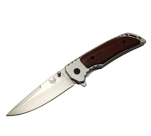 Benchmade DA56 Kahverengi Kamp Çakı 20cm- Yarı Otomatik, Kemerlikli, Ahşap - Metal Sap