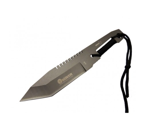 Böker A 13 Metal Outdoor Bıçak 23cm - İpli Sap, Tırtıklı Sırt, Kılıflı