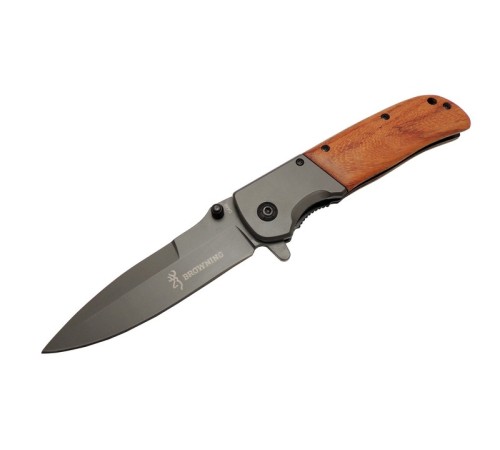 Browning DA 86 Kahverengi Kamp Çakı 22,5cm - Yarı Otomatik, Kemerlikli, Ahşap Sap, Kutulu