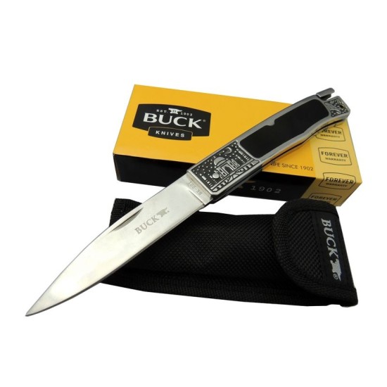 Buck Knives BK-001BRV Kamp Çakı 23 cm - Metal İşlemeli Sap, Kılıflı