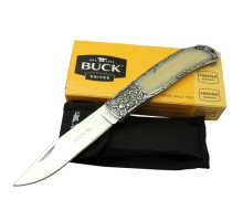 Buck Knives BK-009WY Kamp Çakı 23 cm - Sedef & Metal Saplı, Kılıflı, Kutulu