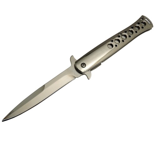 Tac-Force 1111WY Gri Yunuslu Kamp Çakı 23cm - Yarı Otomatik, Metal Sap, Kemerlikli