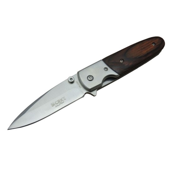 CRKT CR 0083 Koyu Kamp Çakı 16,5 cm - Ahşap Sap, Otomatik, Kılıflı, Kutulu