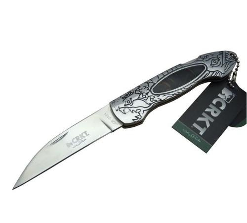 CRKT CR 0124 Kamp Çakı 20 cm - Metal Desenli Sap, Kılıflı, Kutulu