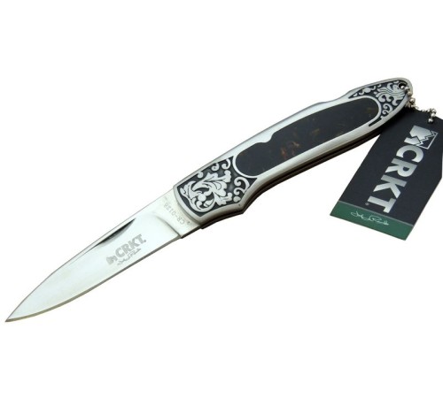 CRKT CR 0128 KHV Kamp Çakı 18 cm - Metal Desenli Sap, Kılıflı, Kutulu