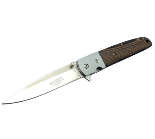 CRKT CR 0150 Kamp Çakı 20,5 cm - Ahşap Saplı, Yarım Otomatik, Kılıflı, Kutulu