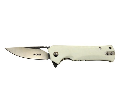 Crkt Muskie 202 AWY Beyaz Kamp / Outdoor Çakı 18cm - Yarı Otomatik, Kemerlikli, Kutulu