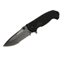 Schrade 5-1 Siyah Kamp Çakı 20cm- Yarı Otomatik, Testere Detaylı, Kemerlikli