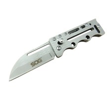 SOG AC78 Gri Yaprak Kamp Çakı 14,5 cm - Metal Sap, Kılıflı