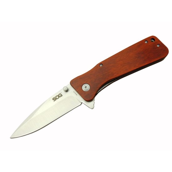 SOG TWI24-CP RD Outdoor Çakı 23 cm - Ahşap Saplı, Otomatik, Kılıflı