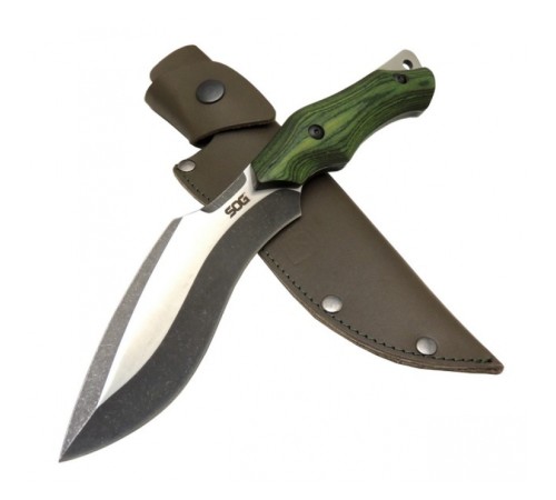 Sog Vaquita Kukri 807B GRN Yeşil Outdoor Bıçak 27cm - Ahşap Sap, Deri Kılıf