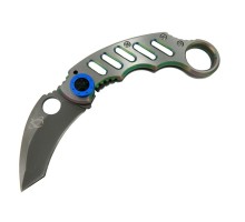 X05BL Gümüş Karambit 17 cm - Metal Saplı, Manuel