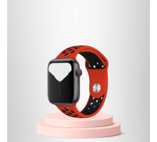 Apple Watch 42 44 45 49 Mm/L Kordon Kayış Bileklik Delikli KIRMIZI-SİYAH